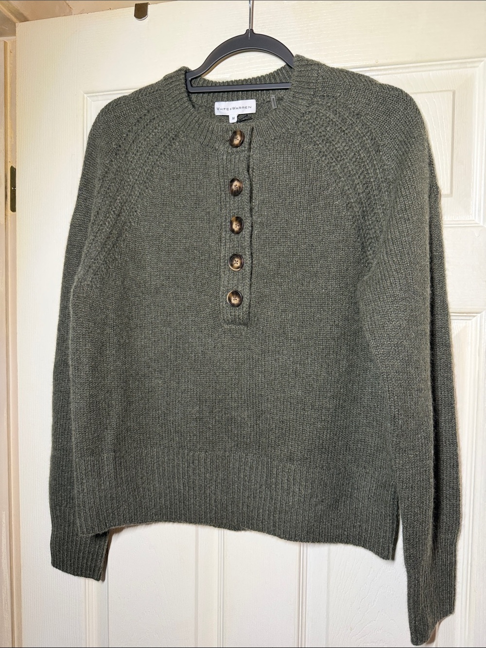White + Warren 100% Cashmere Luxe Henley Sweater NWT